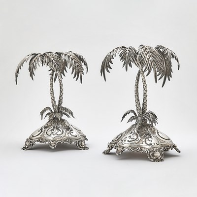Lot 93 - Pair of Silver Plated Palm Tree-Form Stands