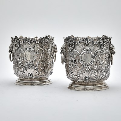 Lot 94 - Pair of English Sterling Silver Wine Coolers
