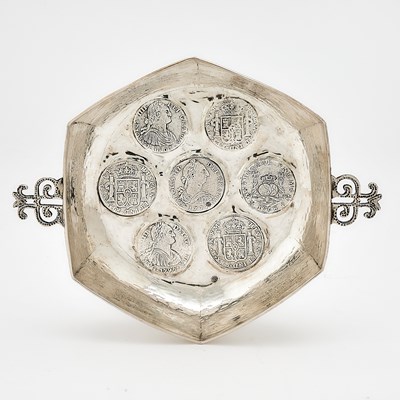 Lot 121 - Continental Silver Bowl Inset with Spanish Coins