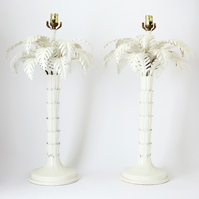 Lot 137 - Pair of White Painted Metal Palm Tree Lamps
