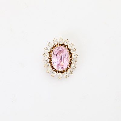 Lot 72 - White Gold, Kunzite and Diamond Pendant