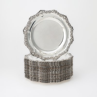 Lot 91 - Set of Eighteen Victorian Sterling Silver Dinner Plates