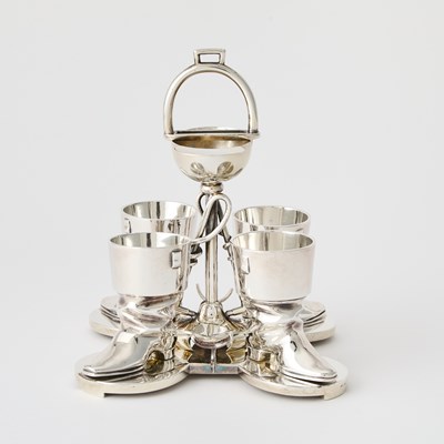 Lot 118 - Equestrian Interest: Novelty Silver Plated Egg Cruet