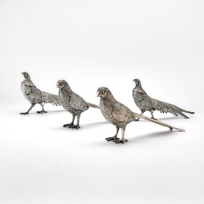 Lot 102 - Group of Four Silver Plated Pheasant Table Ornaments