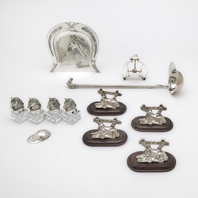 Lot 120 - Group of Sterling Silver and Silver Plate Equestrian Themed Items