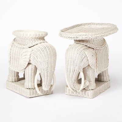 Lot 143 - Two White Painted Wicker Elephant-Form Side Tables