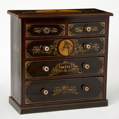 Lot 146 - American Equestrian Theme: Paint Decorated Chest of Drawers
