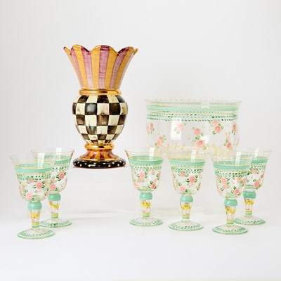 Lot 260 - MacKenzie-Childs Glass Bowl with Six Goblets