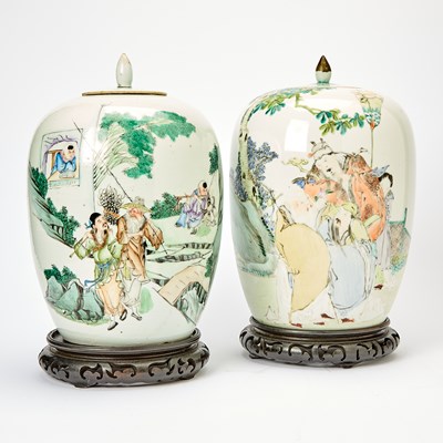 Lot 136 - Two Chinese Enameled Porcelain Covered Jars