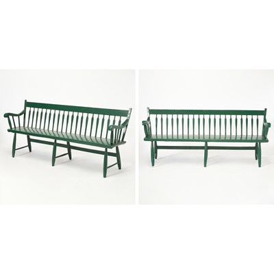 Lot 249 - Pair of Windsor Style Spindle-Back Deacon's Benches