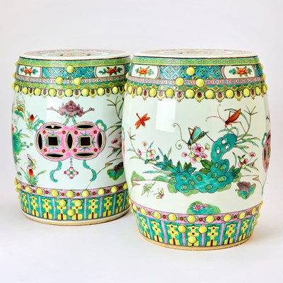 Lot 133 - Pair of Enameled Porcelain Garden Seats