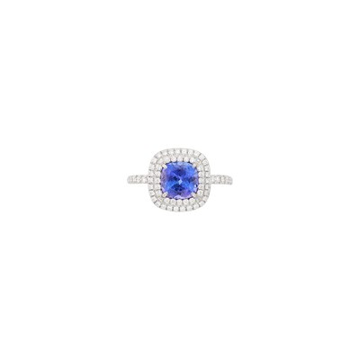 Lot 139 - Tiffany & Co. Platinum, Tanzanite and Diamond 'Soleste' Ring
