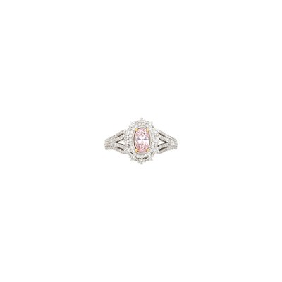 Lot 145 - White Gold, Fancy Light Pink Diamond and Diamond Ring