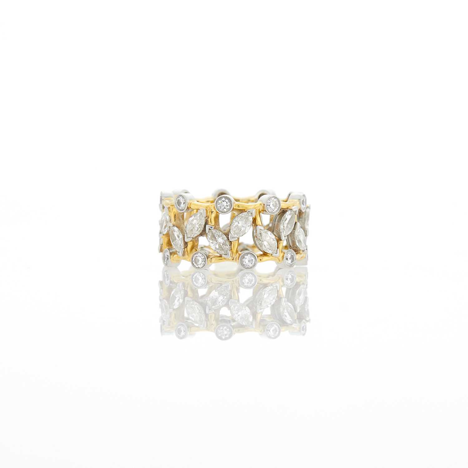 Lot 1006 - Tiffany & Co., Schlumberger Studios Gold, Platinum and Diamond Band Ring