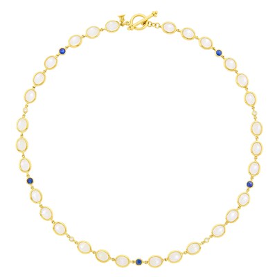 Lot 113 - Temple St. Clair Gold, Moonstone, Sapphire and Diamond Necklace