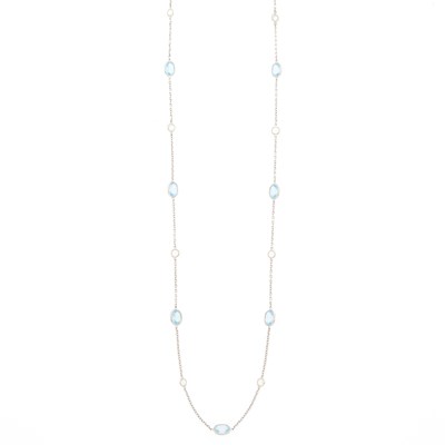 Lot 1143 - Deakin & Francis White Gold, Blue and White Topaz Necklace
