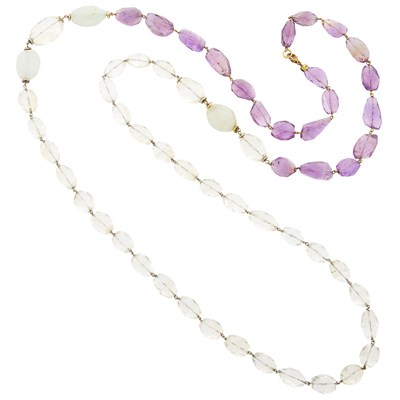 Lot 1311 - Iradj Moini Gilt-Metal, Amethyst, Citrine and Quartzl Faceted Bead Necklace