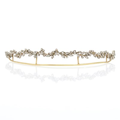 Lot 1202 - Antique Gold, Silver and Diamond Tiara Fragment