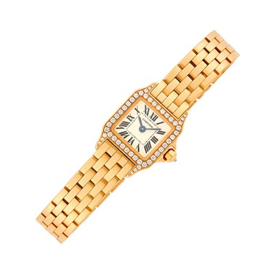 Lot 242 - Cartier Rose Gold and Diamond 'Santos Demoiselle' Wristwatch