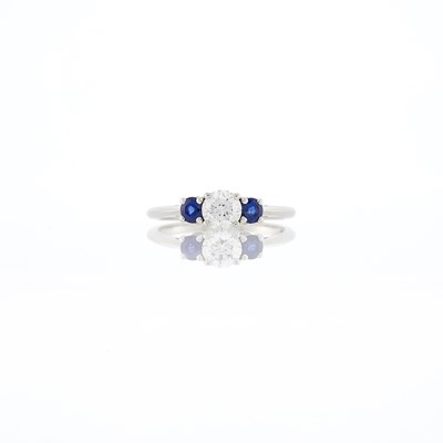 Lot 2120 - Tiffany & Co. Platinum, Diamond and Sapphire Ring