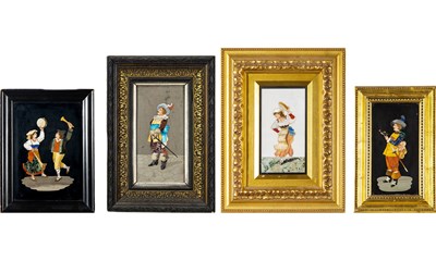Lot 186 - Four Pietra Dura Inlaid-Stone Plaques of Figures