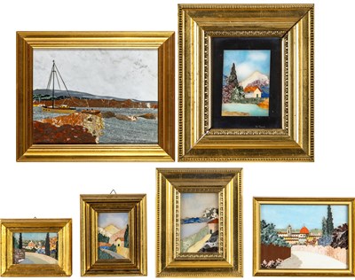 Lot 171 - Six Italian Pietra Dura Plaques of Landscapes