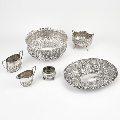 Lot 3025 - Group of Floral Repoussé Silver Tableware