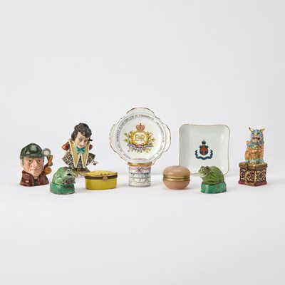 Lot 220 - Group of Porcelain Articles Together With Metal-Mounted Quartz and Enameled Metal Boxes