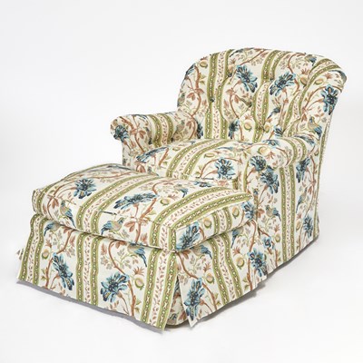 Lot 422 - Upholstered Tufted Club Chair and Ottoman