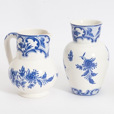 Lot 113 - "Tiffany Delft" Vase and Pitcher