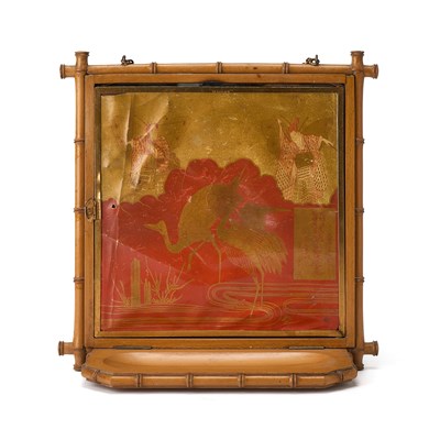 Lot 347 - Victorian Lacquered Bamboo Folding MIrrored Shelf