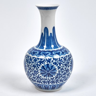 Lot 188 - A Chinese Blue and White Porcelain 'Lotus Scrolls' Bottle Vase