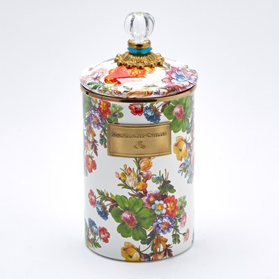 Lot 3270 - MacKenzie-Child's Enameled Metal Canister Cookie Jar