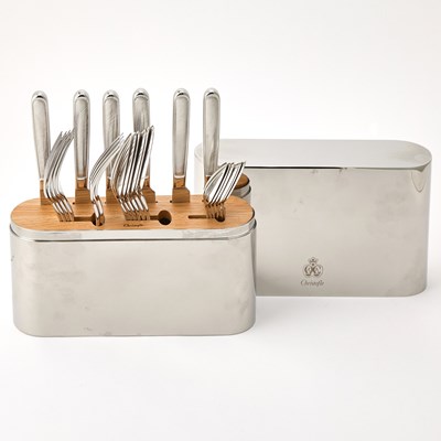 Lot 3246 - Christofle Stainless Steel "Concorde" Pattern Flatware Set