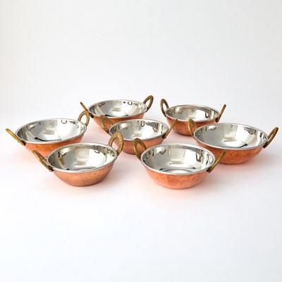 Lot 3268 - Seven Two-Handled Copper Bowls