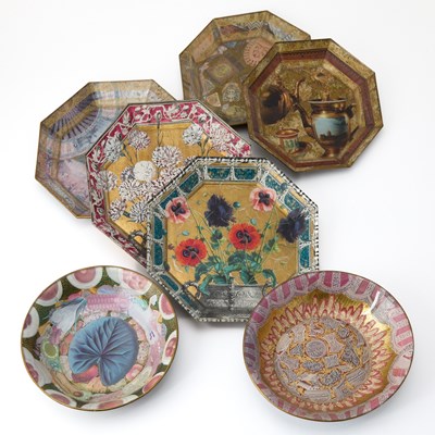 Lot 3229 - Group of Jered Holmes Decoupaged Glass Tableware