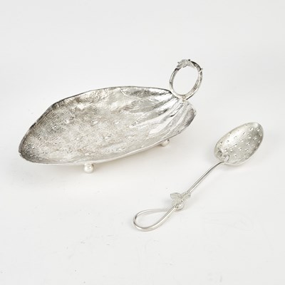 Lot 3245 - Novelty Silver Plate Strawberry Serving Bowl and Serving Spoon