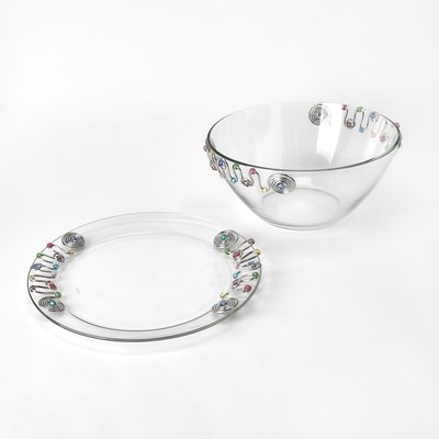 Lot 3194 - Arcoroc French Metal Mounted Salad Bowl and Platter