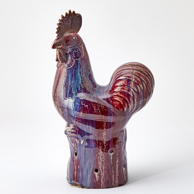 Lot 3342 - Flambé Glazed Porcelain Figure of a Rooster