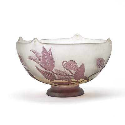 Lot 413 - Gallé Acid-Etched Cameo Glass Footed Center Bowl
