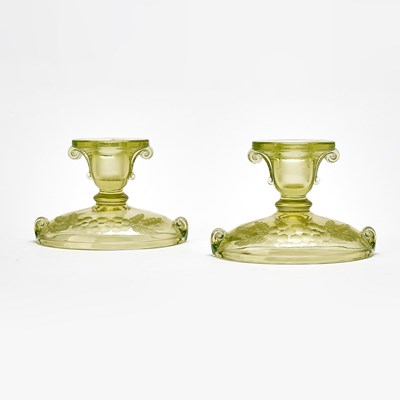 Lot 3257 - Pair of American Pressed Glass Candlesticks