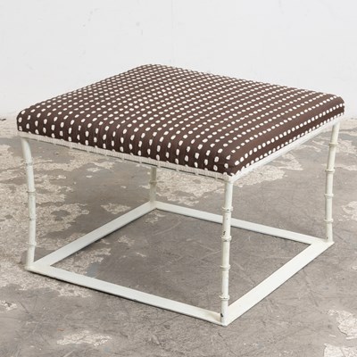 Lot 191 - Brown and White Upholstered Ottoman