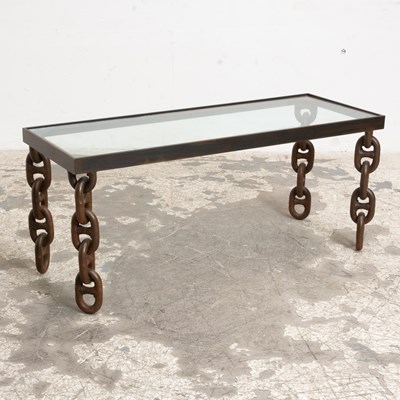 Lot 158 - Wrought Iron Chain Link Leg Coffee Table