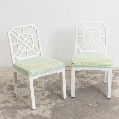 Lot 186 - Pair of White-Painted Fretwork Side Chairs