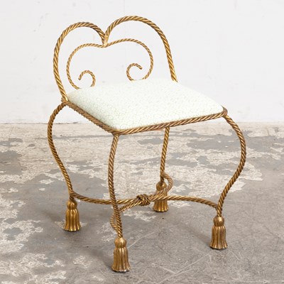 Lot 192 - Gilt Metal Twisted Rope-Form Vanity Chair