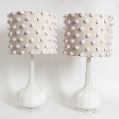 Lot 233 - Pair of White Glass Lamps