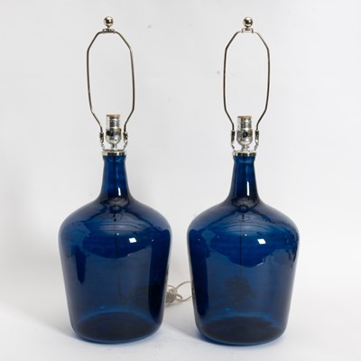 Lot 232 - Pair of Blue Glass Jugs