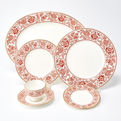Lot 3142 - Wedgwood Red Damask Partial Dinner Service