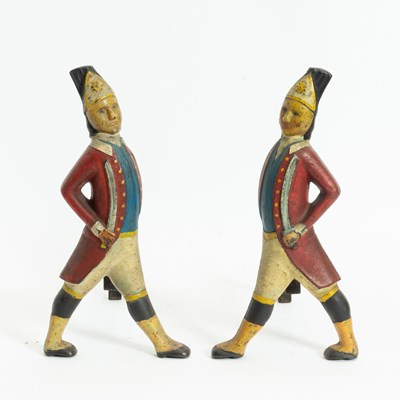 Lot 122 - Painted Cast Iron Hessian Soldier Andirons
