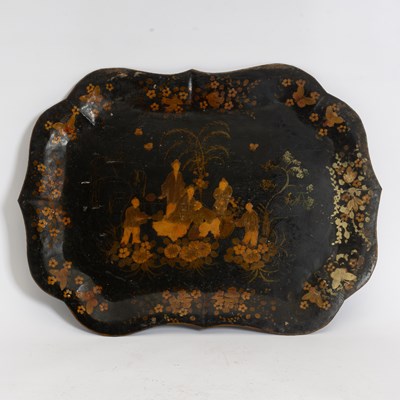 Lot 123 - Black Painted Tin Chinoiserie Tray